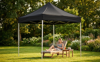 Pop up gazebo 2x2 m black with aluminium frame for outdoor use