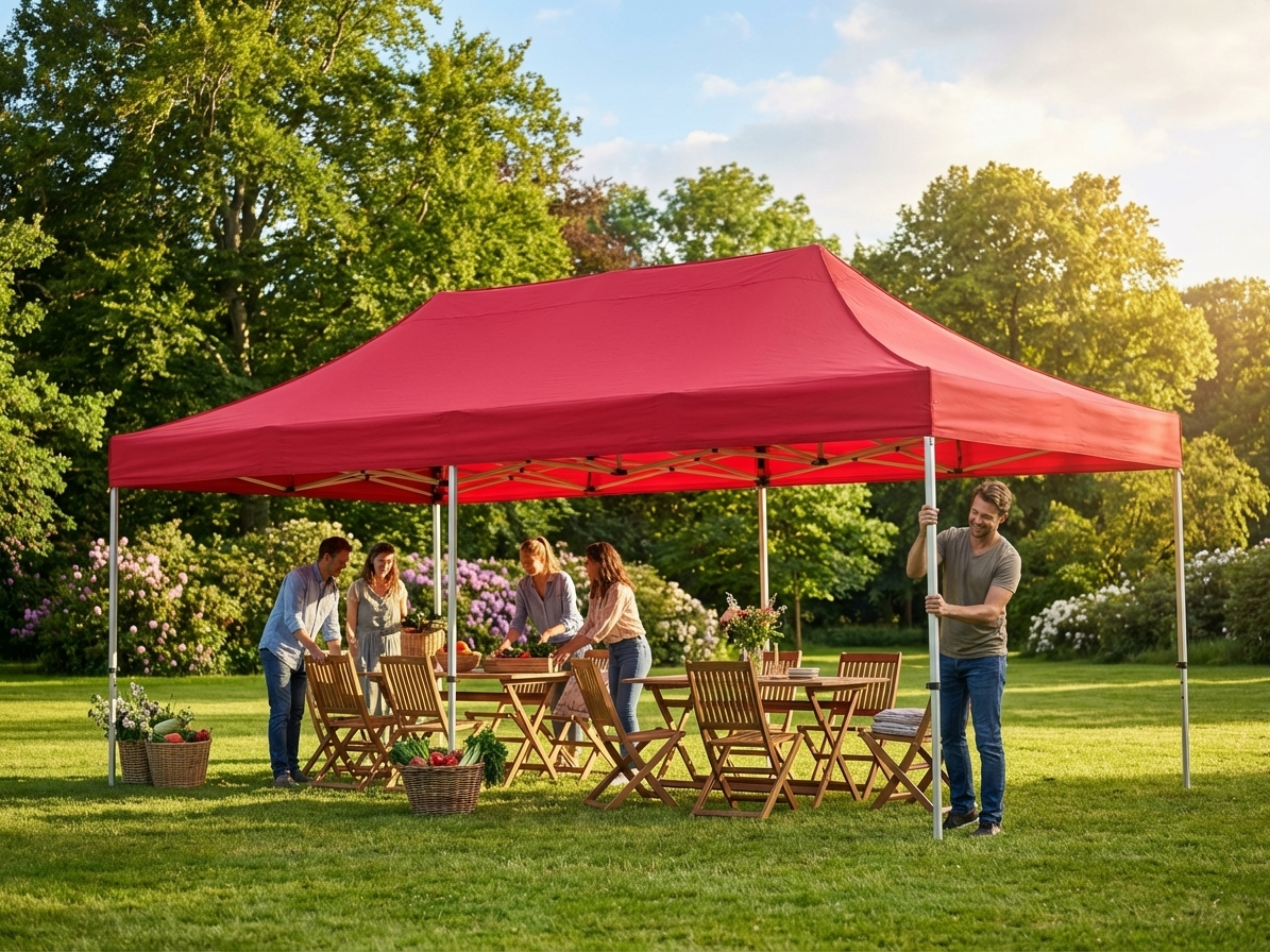 Red pop up gazebo 4x8 metres with aluminium frame for outdoor events - view 3