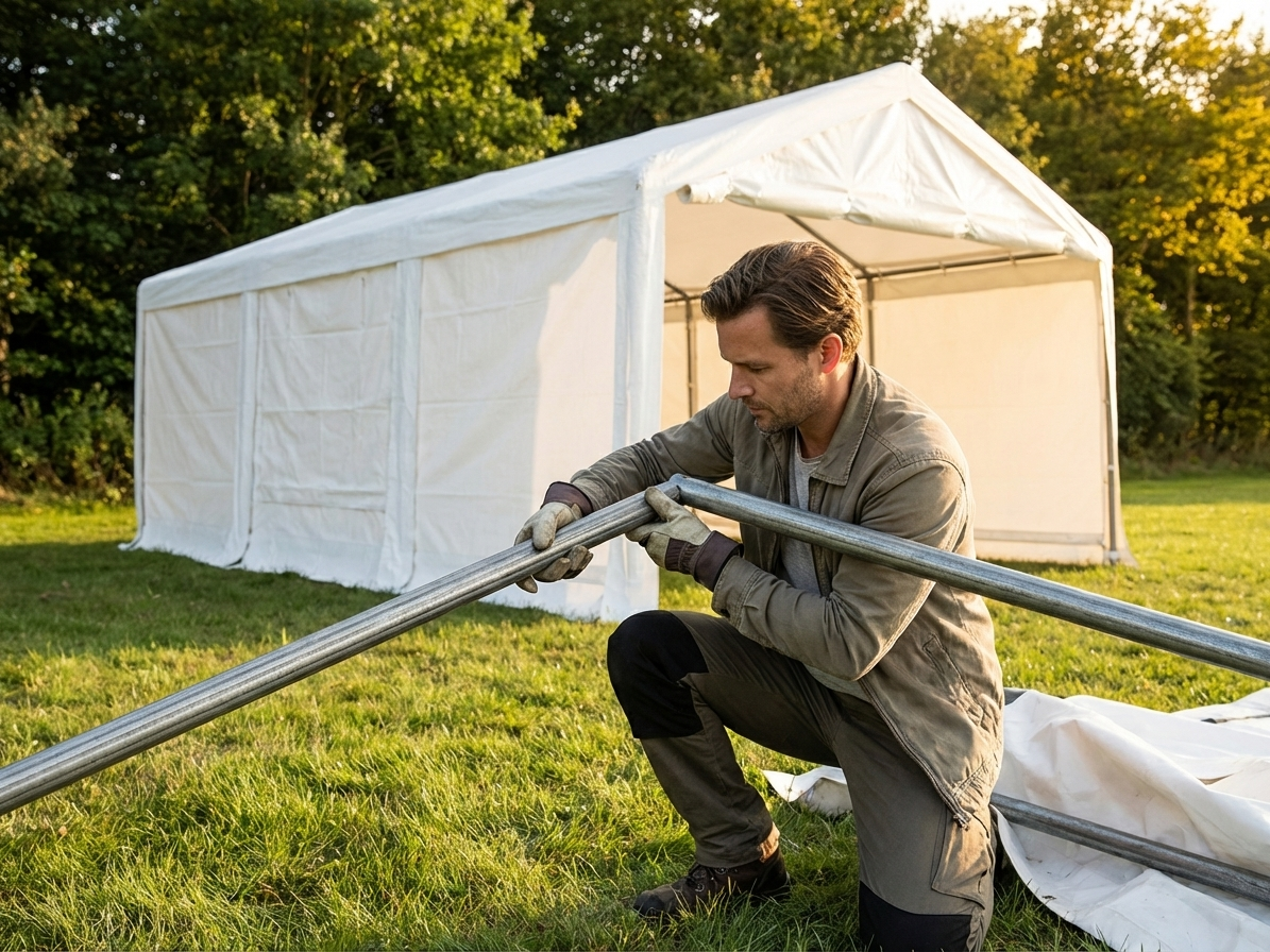 Connection Pipe for Storage Tent in Silver Galvanised Steel