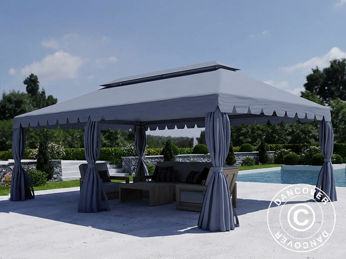 Grey 4x6 m gazebo with steel frame for outdoor events - product detail