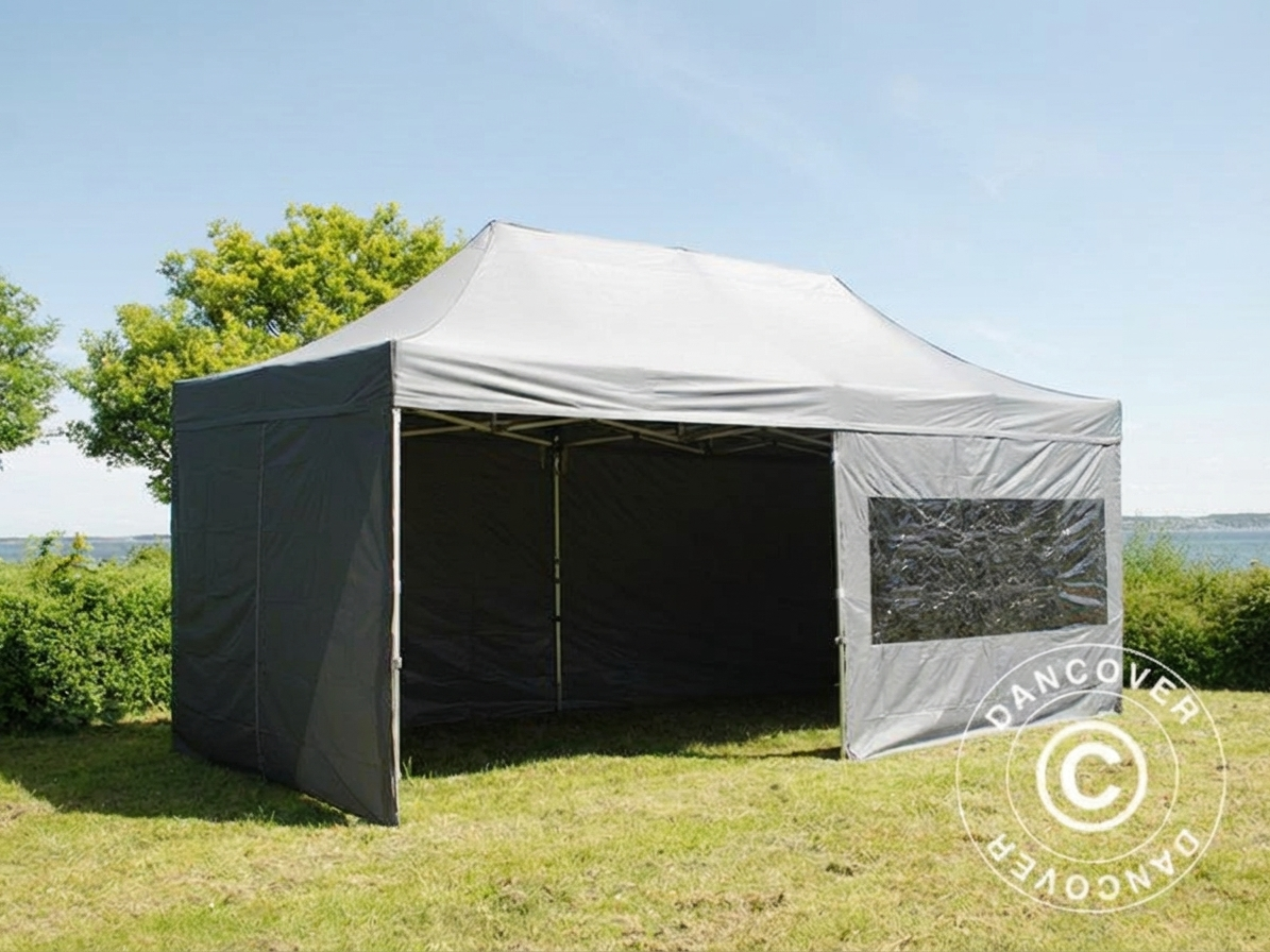 Grey pop-up gazebo with steel frame for outdoor events - product detail