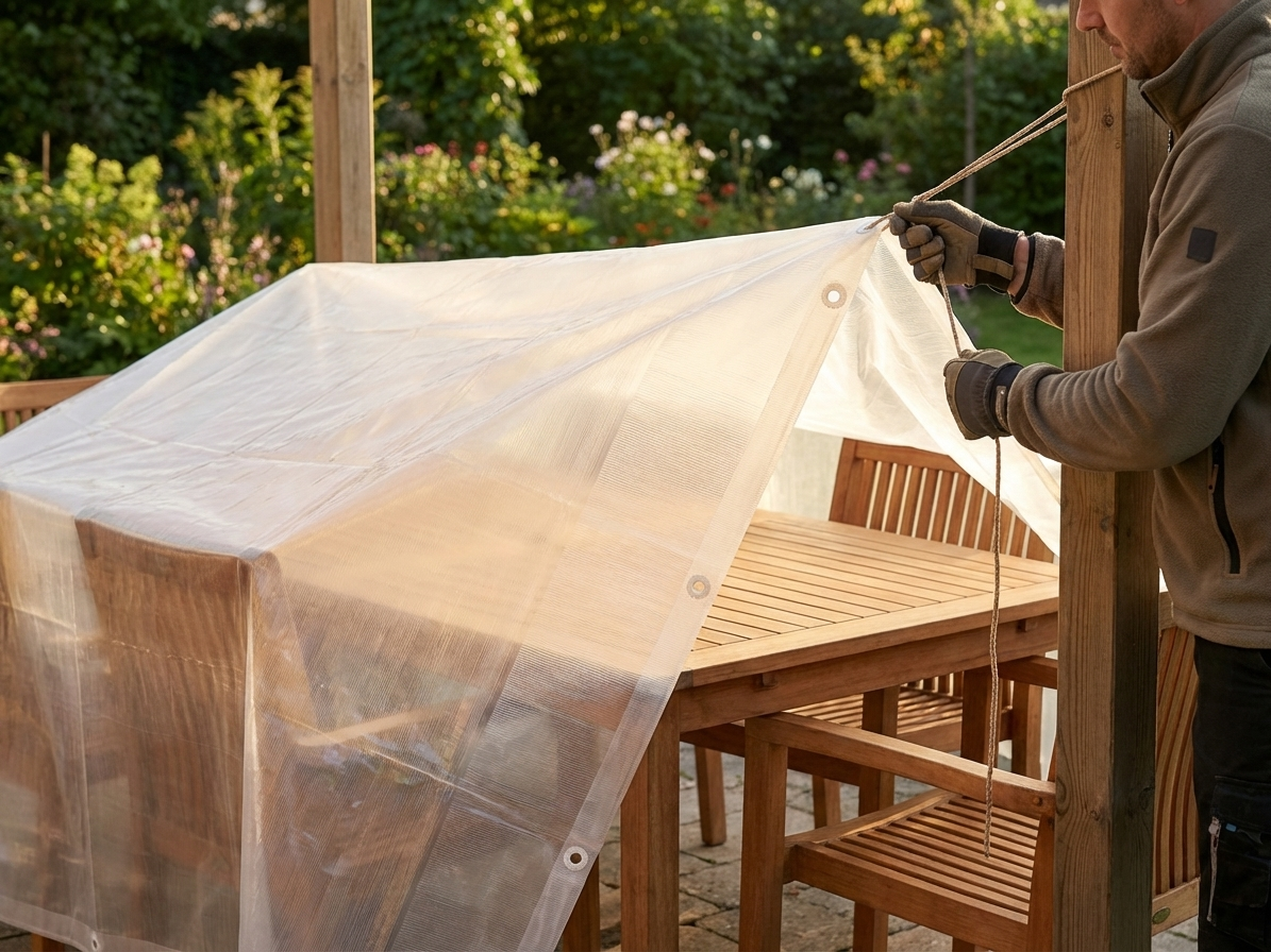 Translucent PE tarpaulin 4x6 m for outdoor coverage