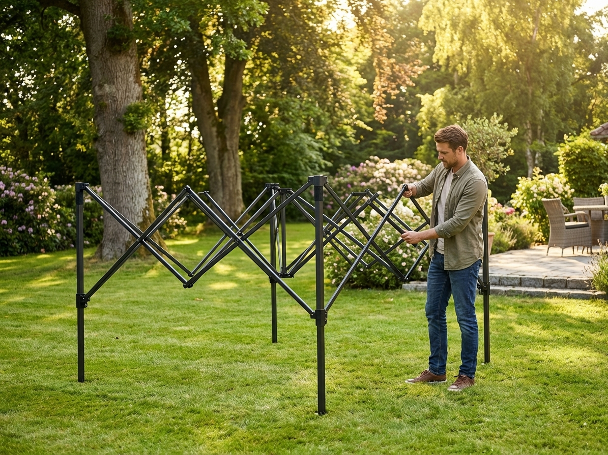 Steel Gazebo Frame in Anthracite for 4x4 m setup - view 3