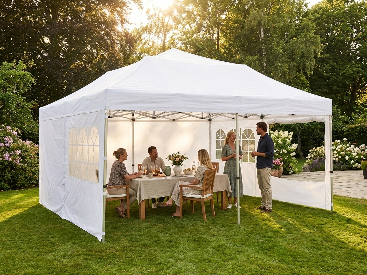 6x6m White Pop Up Gazebo with Aluminium Frame for Outdoor Events - view 3