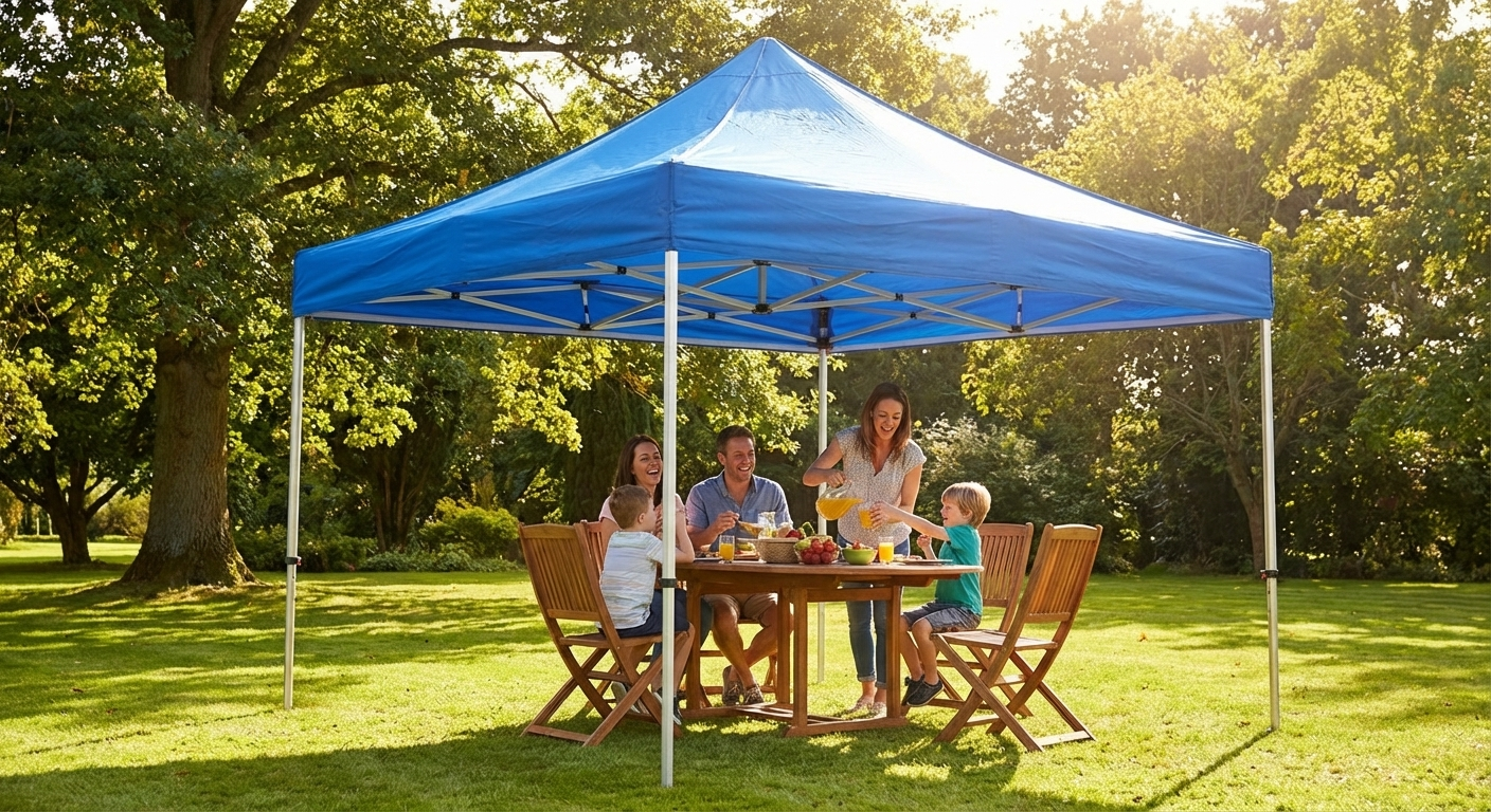 Pop up gazebo 4x4 m blue with aluminium frame - product detail