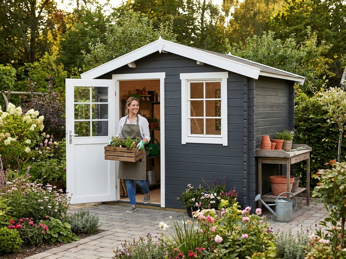 Wooden shed in dark grey constructed from Nordic Spruce - view 3