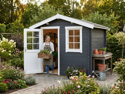 Wooden shed in dark grey constructed from Nordic Spruce - view 3
