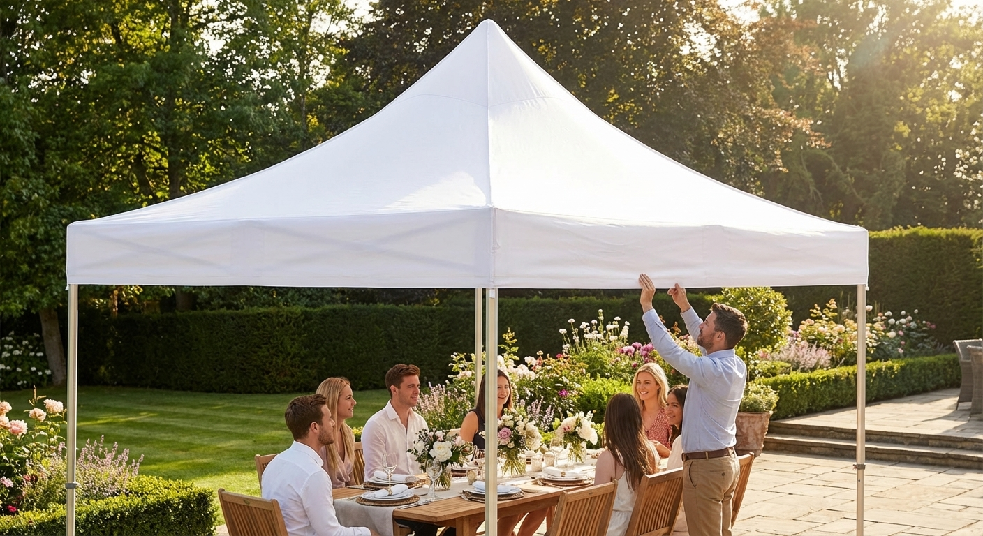 White gazebo roof cover 4x6m polyester with PVC for outdoor use - view 3