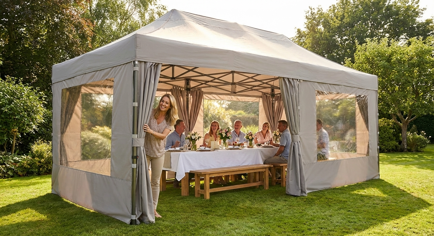 Pop Up Gazebo 4x8m Latte with Steel Frame - product detail