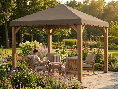 Dark beige polyester gazebo roof replacement for 3x3m structures - view 3
