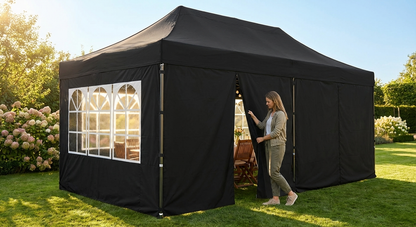 Black sidewall kit for 3x4.5 m gazebo, polyester material - view 3