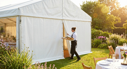 White PVC Endwall with wide door, UV and water-resistant - view 3