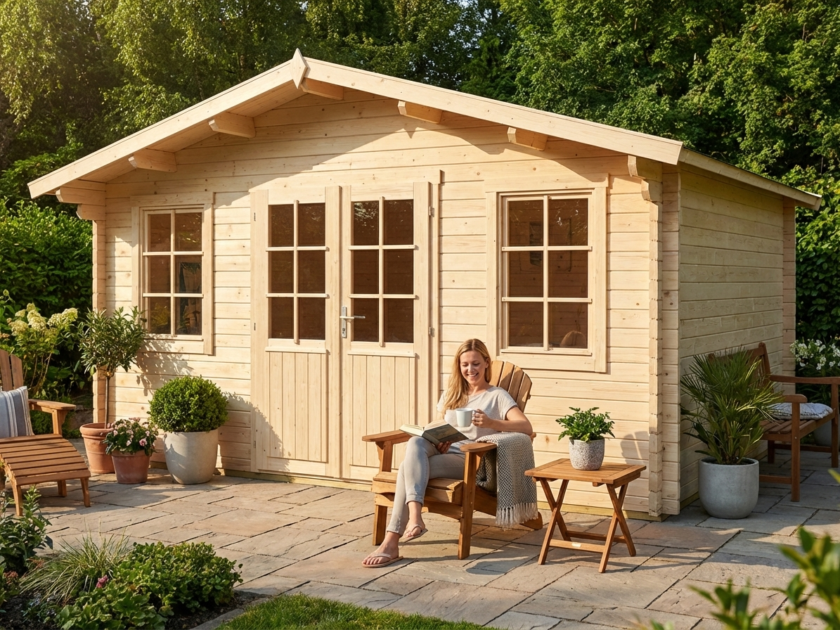 Natural wooden cabin made from Nordic Spruce, ideal for outdoor use