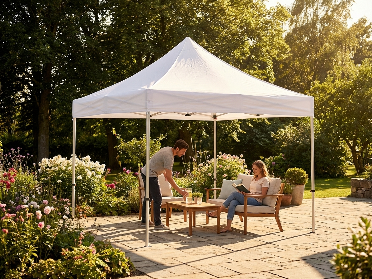 White gazebo roof cover 2x2 m made from polyester with PVC backing for outdoor use - product detail