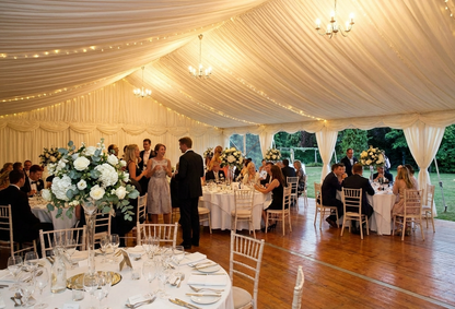 White marquee lining and leg curtain pack for 6x8m marquees - product detail