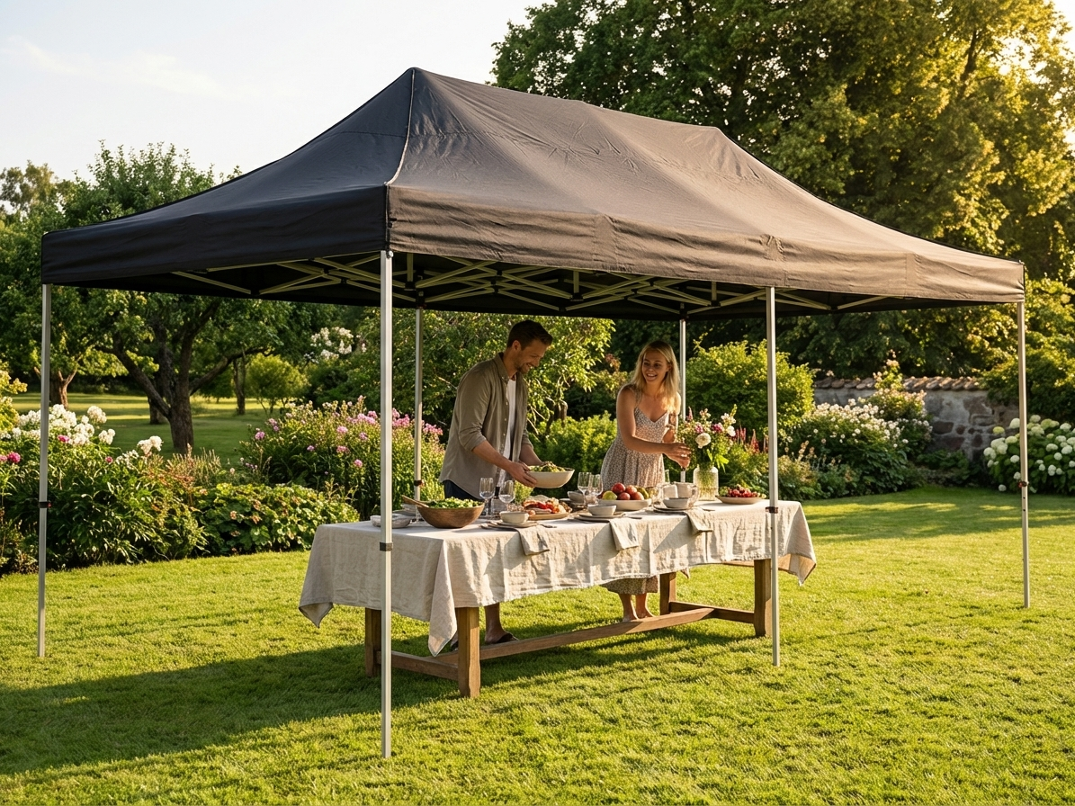 Black pop-up gazebo with steel frame for outdoor events - product detail