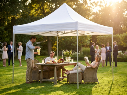 White pop-up gazebo with steel frame for outdoor events - product detail
