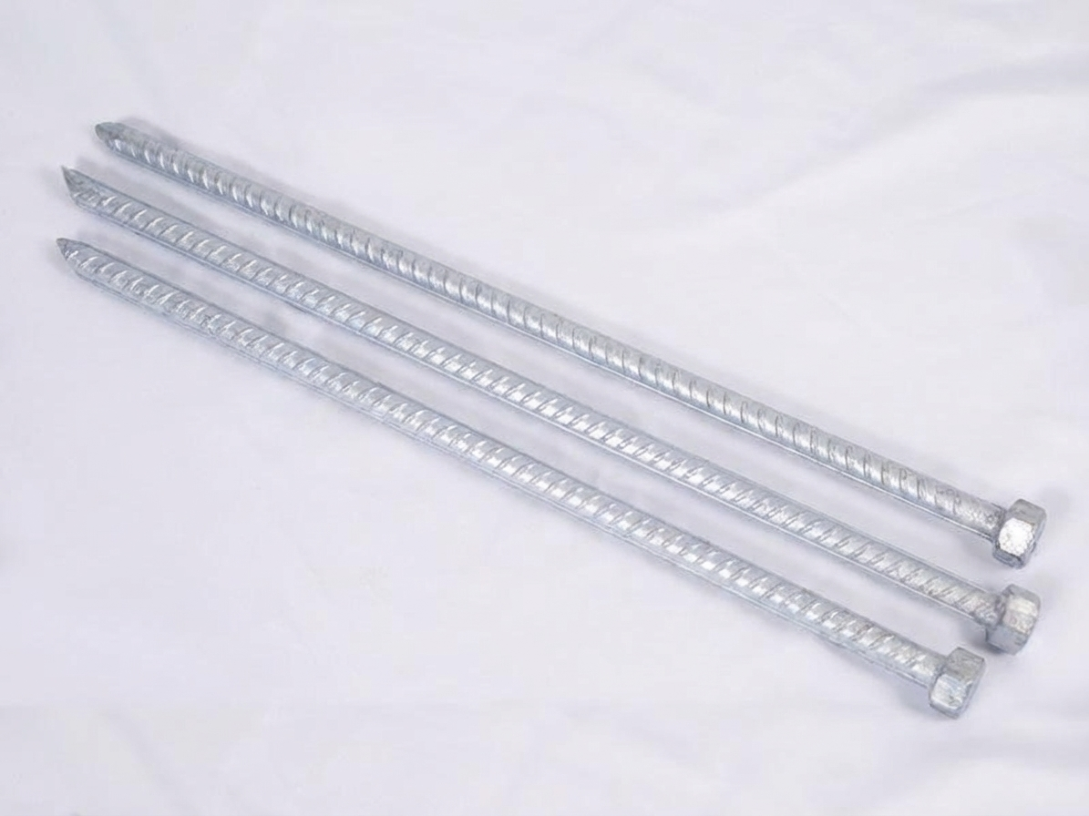 Galvanised steel storm pegs, 100 cm length, silver colour, for outdoor anchoring - product detail