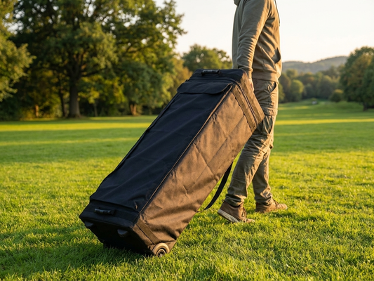 Carry bag with wheels in black for tent storage - product detail