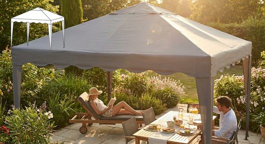 Grey gazebo roof 3x4 m with UV protection and water resistance