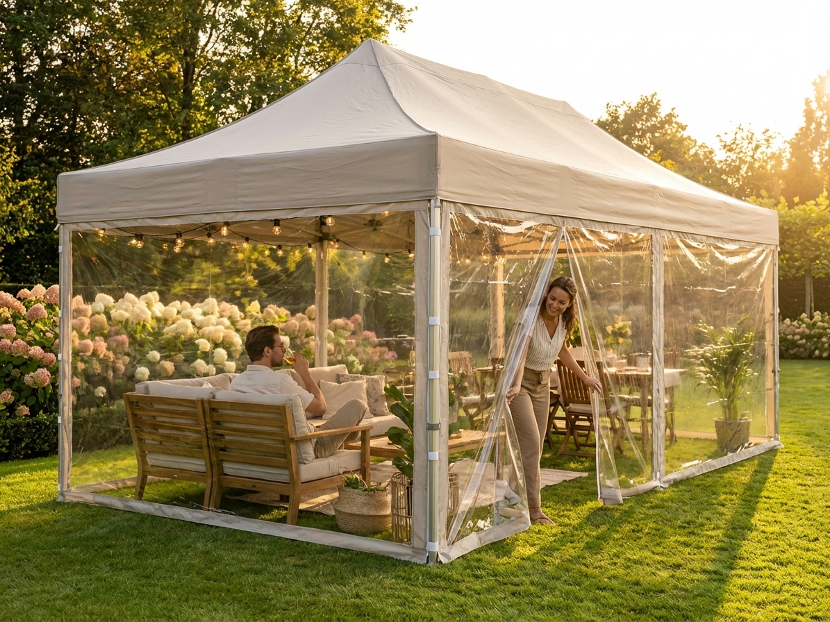 Transparent sidewall kit for 4x6m gazebo, polyester with PVC - product detail