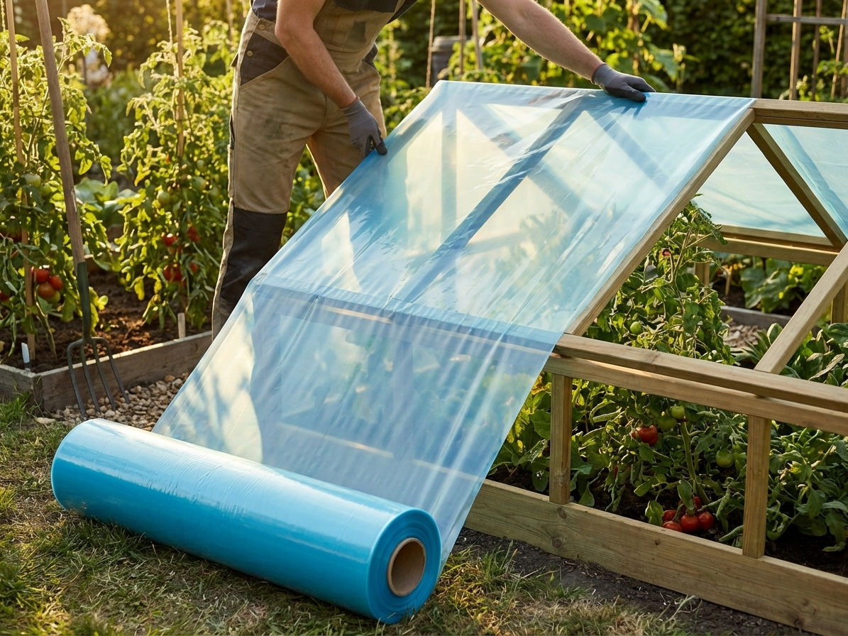 Transparent greenhouse film, 150 Micron thickness, suitable for garden use