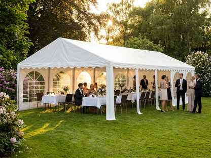White PVC marquee 6x12m with galvanised steel frame for outdoor events - view 3
