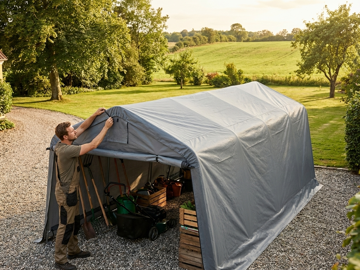 Grey storage tent roof cover 2.4x6 m