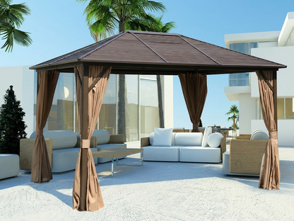 Brown gazebo 3x4 m with aluminium and steel construction - product detail