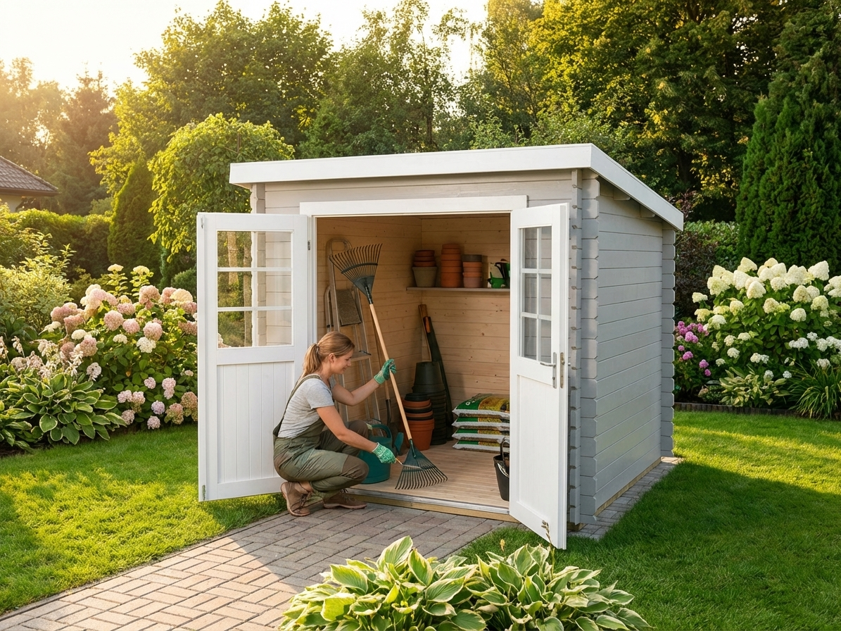 Light grey wooden garden shed made from Nordic Spruce - view 3