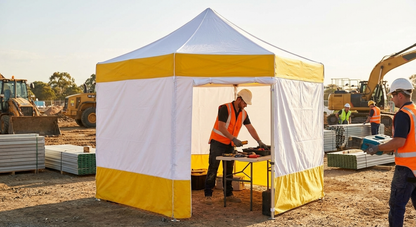 Work tent gazebo 2x2 m in white and yellow, ideal for outdoor events - view 3