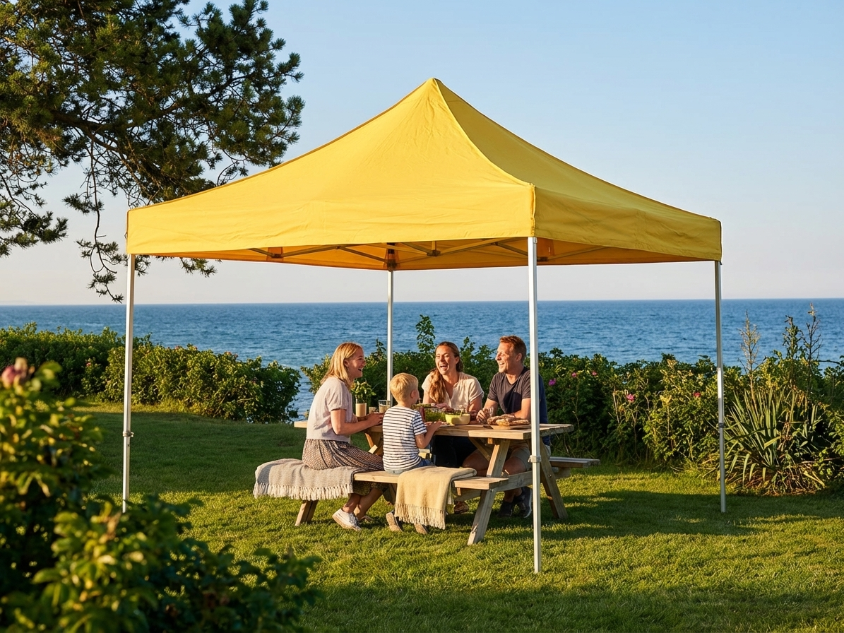 Yellow pop up gazebo with steel frame for outdoor use - product detail