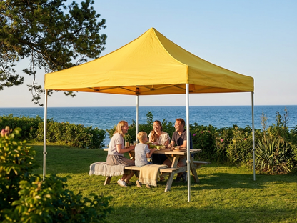Yellow pop up gazebo with steel frame for outdoor use - product detail