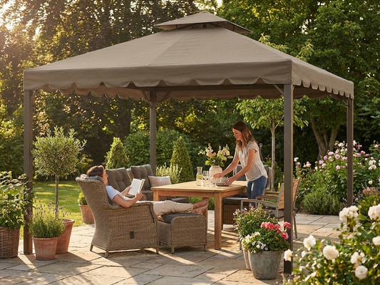 Dark beige polyester gazebo roof replacement for 3x3m structures - product detail