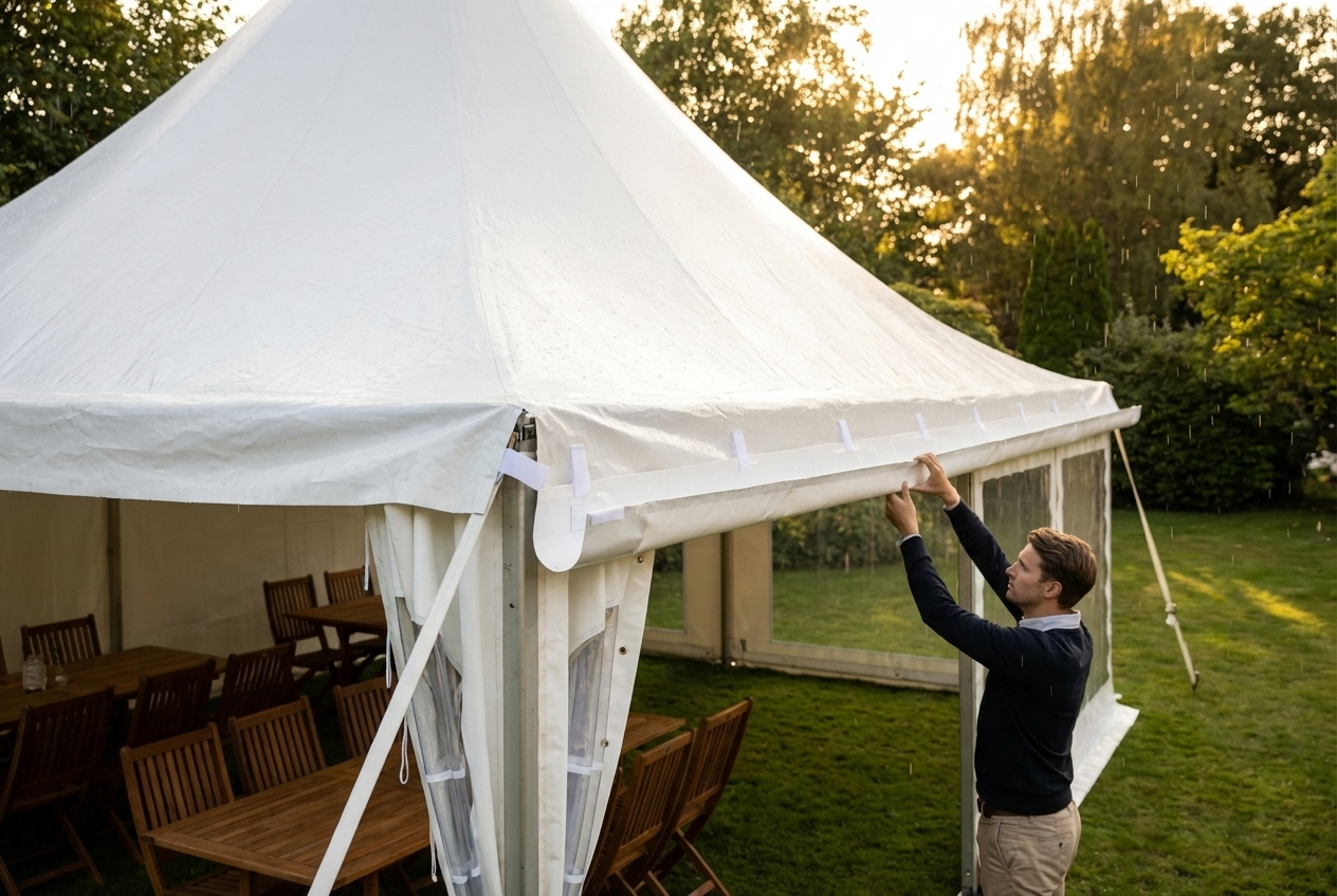 Rain gutter for pagoda marquees in white PVC - view 3