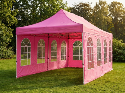 Pink pop up gazebo with steel frame for outdoor events