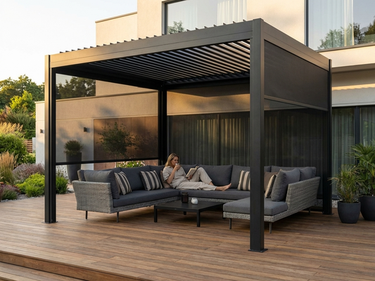 Bioclimatic gazebo 4x4m black aluminium outdoor - product detail