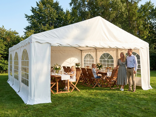 PVC marquee 6x6m in white with galvanised steel frame for outdoor events - product detail