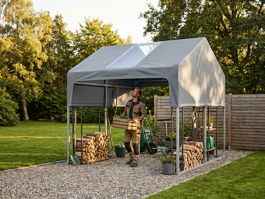 Storage Shelter Roof Cover 7x7m Grey PVC for Outdoor Use - product detail