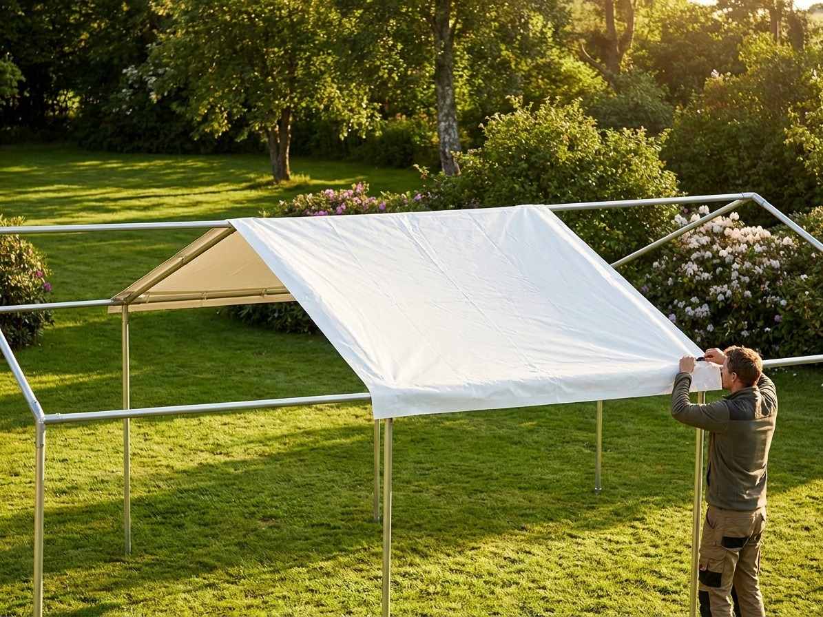 4m white PVC roof cover for Semi PRO CombiTents - view 3