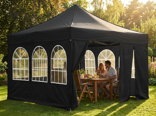 Black sidewall kit for 3x4.5 m gazebo, polyester material