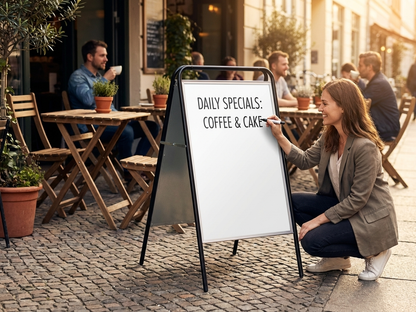 Black A-board made of zinc-aluminium alloy for commercial use - view 3