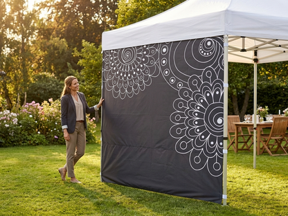 White printed sidewall, 2m, Supertex polyester for outdoor events