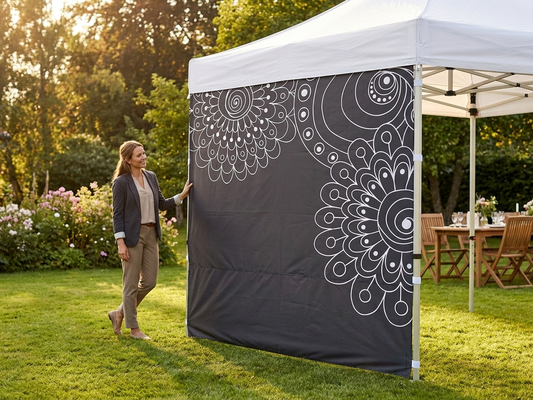 White printed sidewall, 2m, Supertex polyester for outdoor events