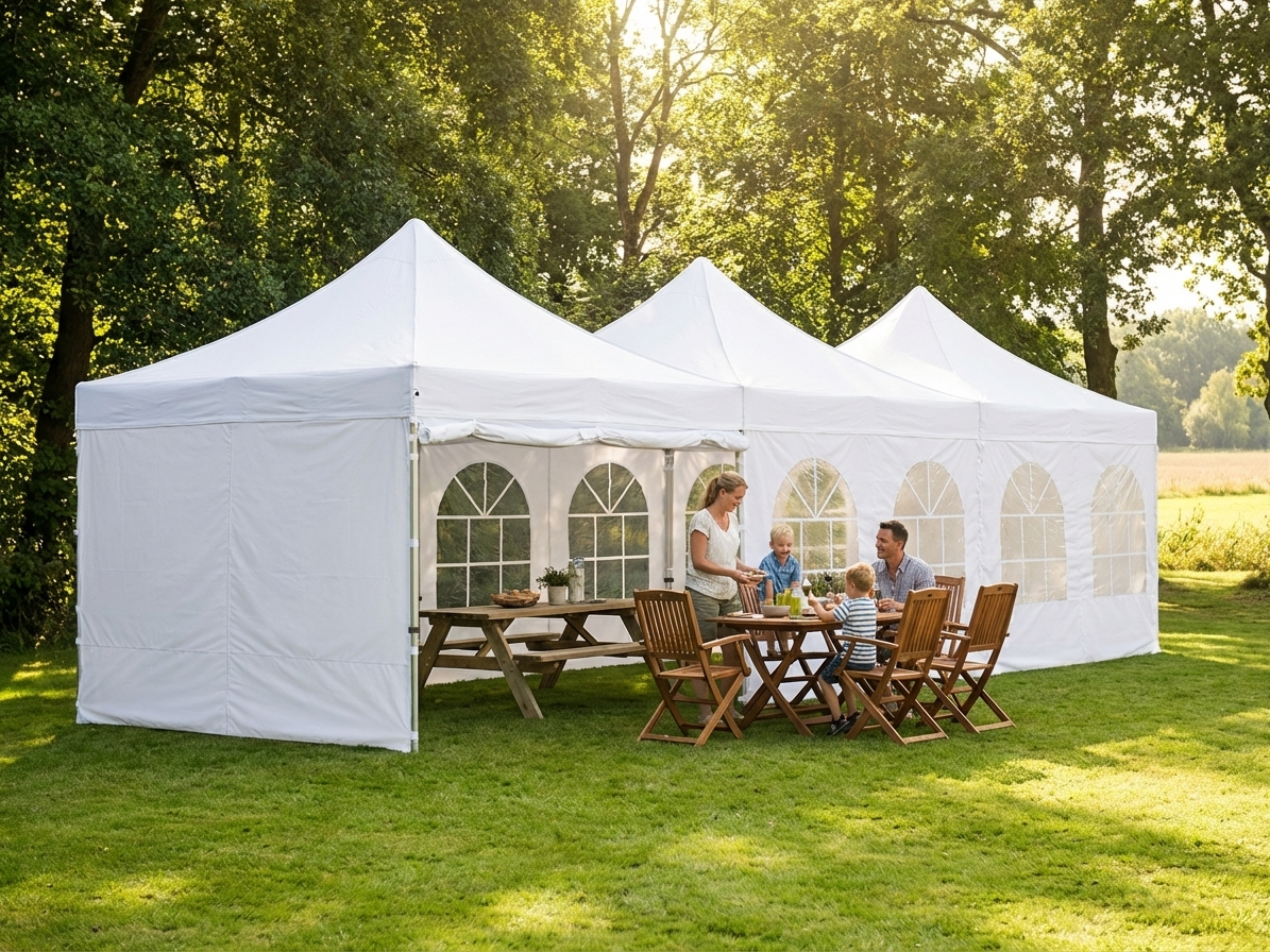 White pop up gazebo with steel frame for outdoor events - product detail