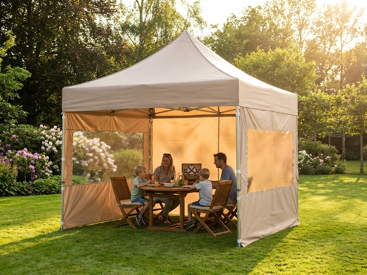 Pop up gazebo 4x4m in latte color with steel frame for outdoor events - view 3