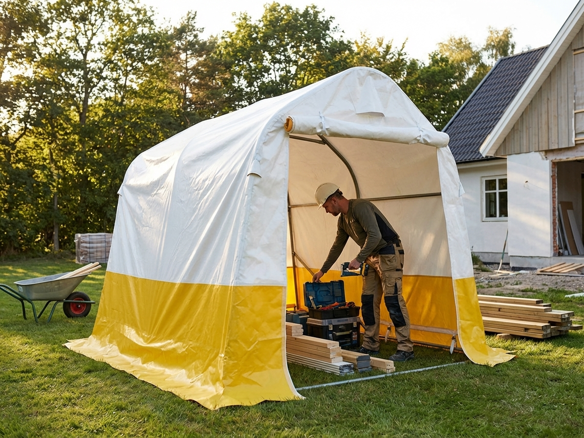 White and Yellow Storage Work Tent 2x2x2 m PVC - view 3
