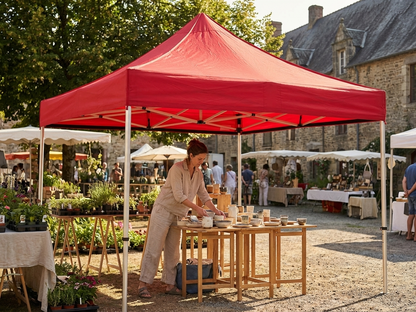 Red pop-up gazebo with aluminium frame for outdoor use - product detail