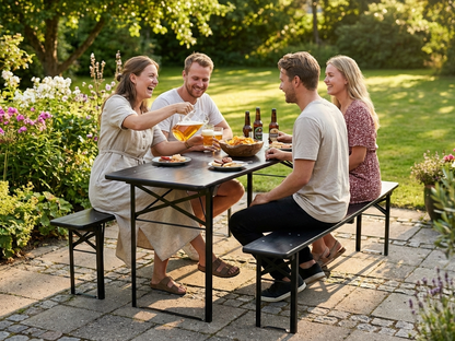 Black Beer Table Set 200x60x78 cm for Commercial Use - view 3