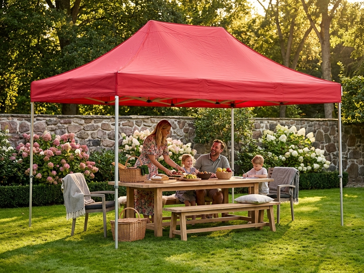 Red pop up gazebo with steel frame for outdoor events - product detail